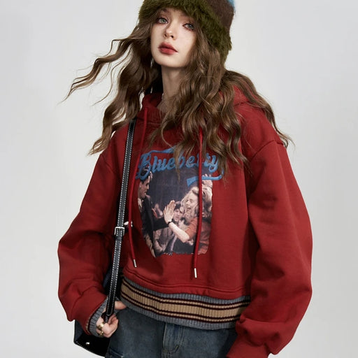 red fleece hoodie for women - MRSLM