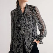 black printed silk blouse with bow collar - MRSLM