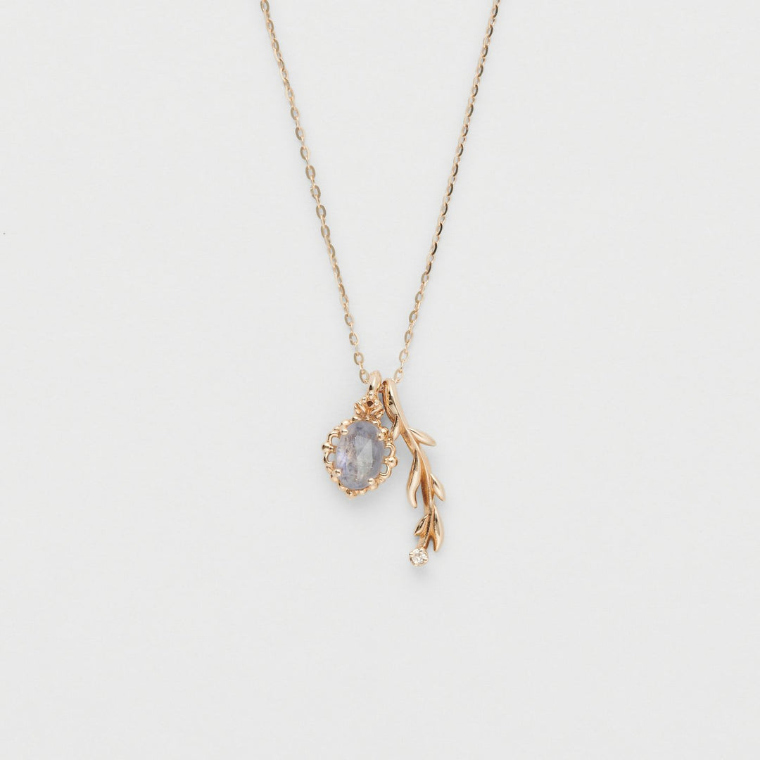 Female Natural Cordierite Elongated Stone Necklace