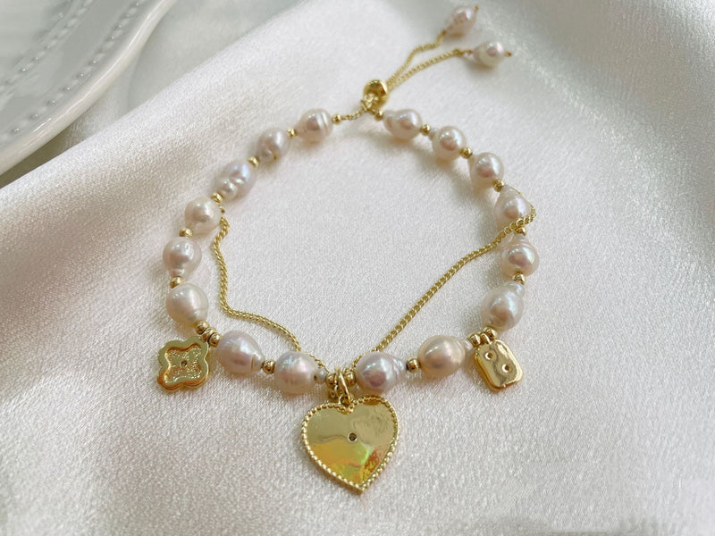 freshwater pearl heart bracelet, view 6 - MRSLM