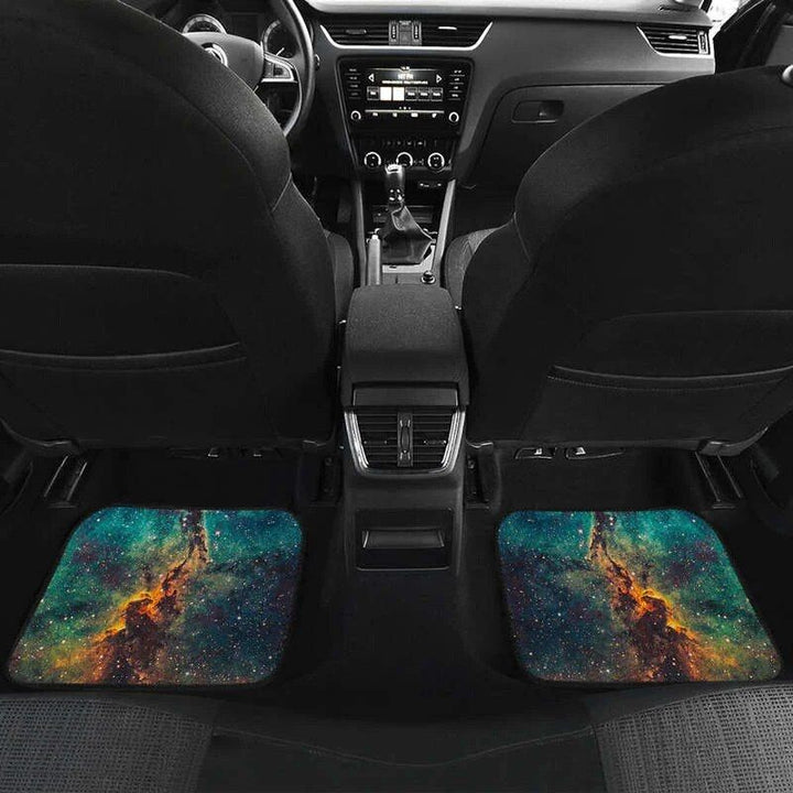 Galaxy Space Teal & Orange Car Floor Mats Set