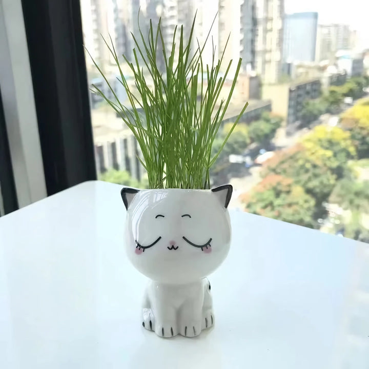 Cute Mini Cat Shaped Ceramic Plant Pot