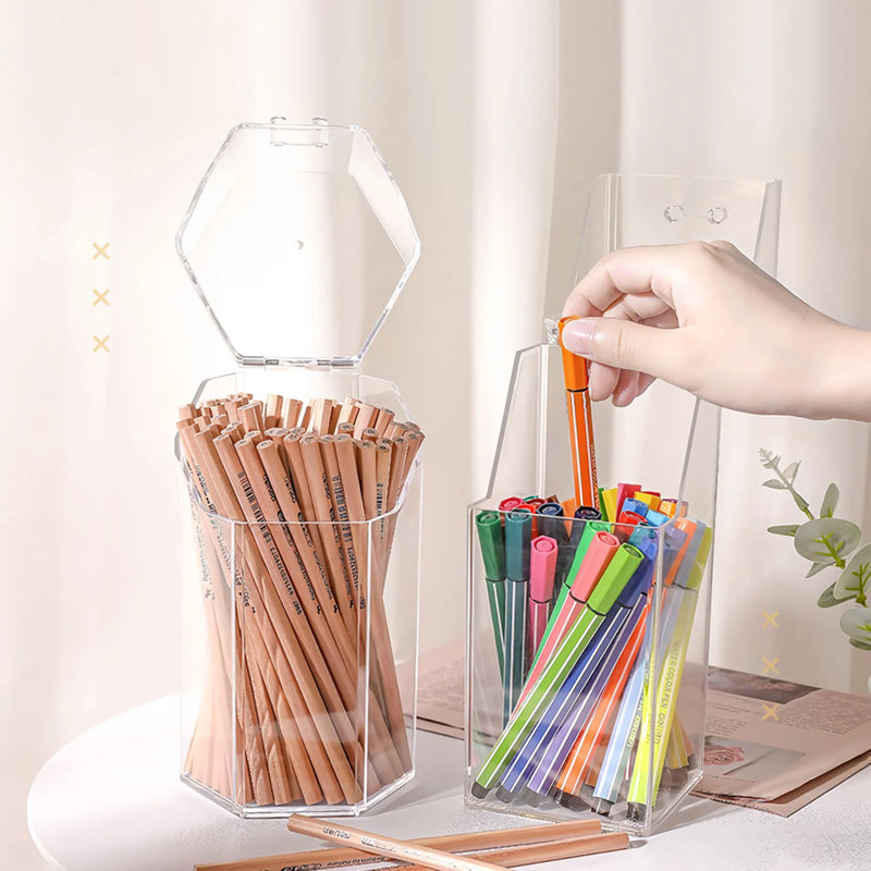 clear acrylic pen and makeup brush holder, view 4 - MRSLM