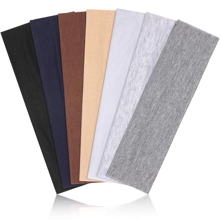 7-Piece Fashion Solid Color Soft Elastic Headbands for Yoga, Sports &amp; Everyday Use