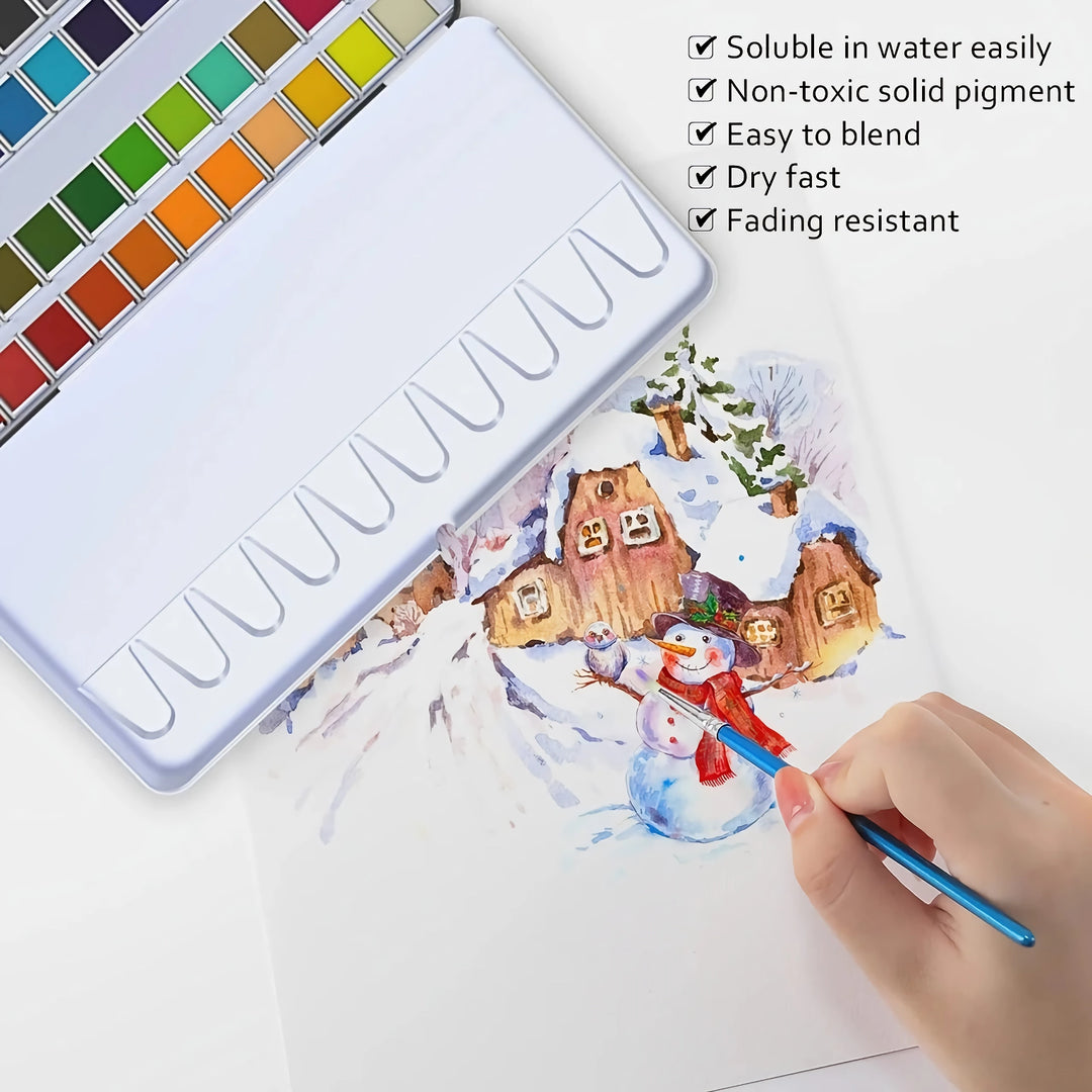 48 Colors Watercolor Paint Set with Water Brushes - Perfect for Artists &amp; Beginners