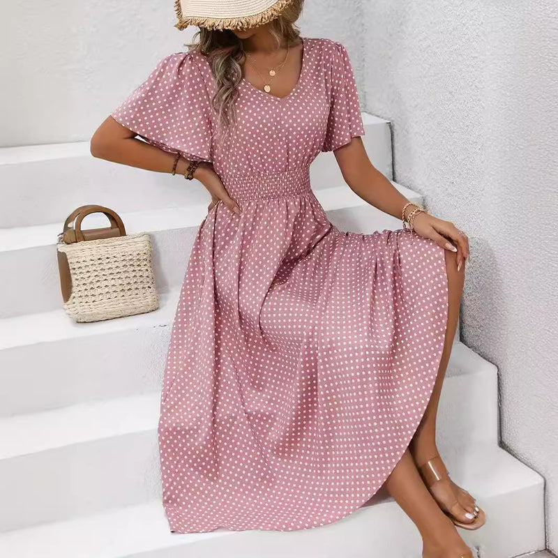 small floral print short sleeve dress, view 2 - MRSLM
