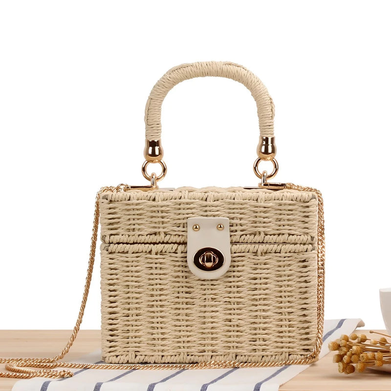 box straw beach bag, view 3 - MRSLM