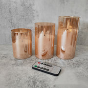 Flameless LED candles in glass, set of 3, view 2 - MRSLM