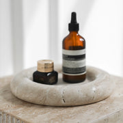 elegant travertine serving tray, view 3 - MRSLM
