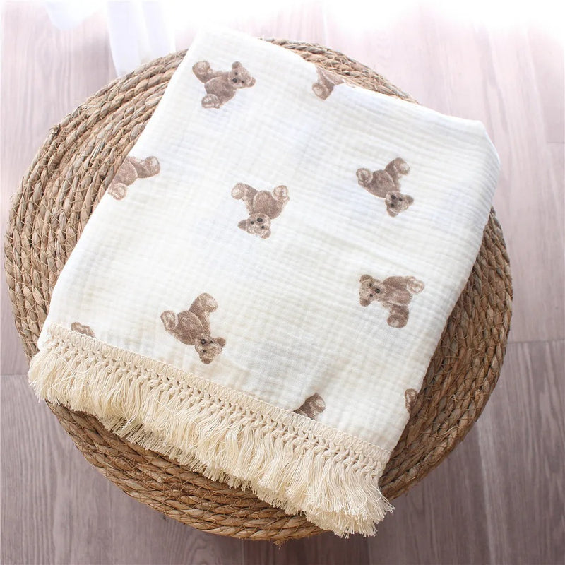 cotton muslin swaddle blanket, view 4 - MRSLM