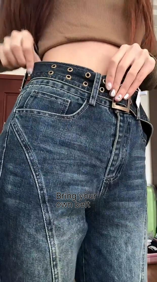 Washed-out Vintage High Waist Loose Wide Legs Straight Jeans