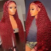 wine red long front lace wig, view 7 - MRSLM