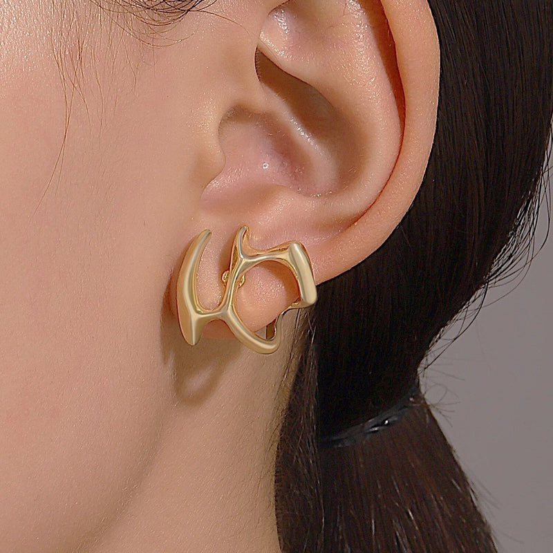 Liquid metal irregular stud earrings, view 3 - MRSLM