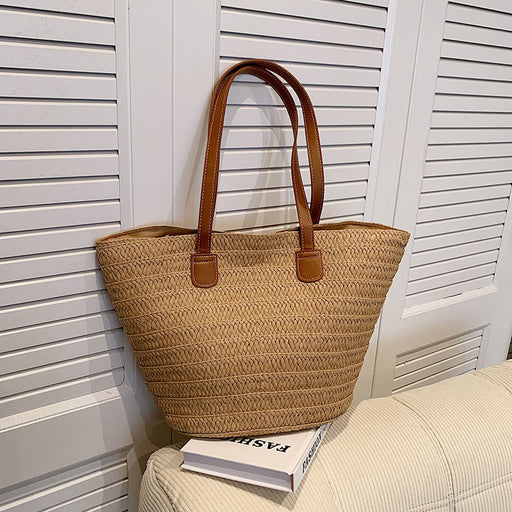 bohemian summer straw tote bag, view 2 - MRSLM