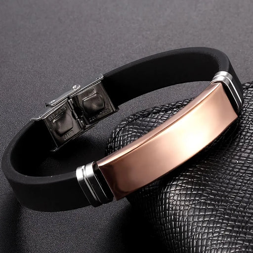 unisex stainless steel silicone initial bracelet - MRSLM