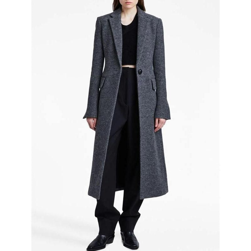 elegant woolen long coat for women, view 3 - MRSLM
