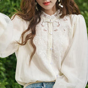 hollow embroidered mesh blouse, view 4 - MRSLM