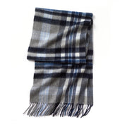 plaid cashmere scarf with tassels, view 6 - MRSLM