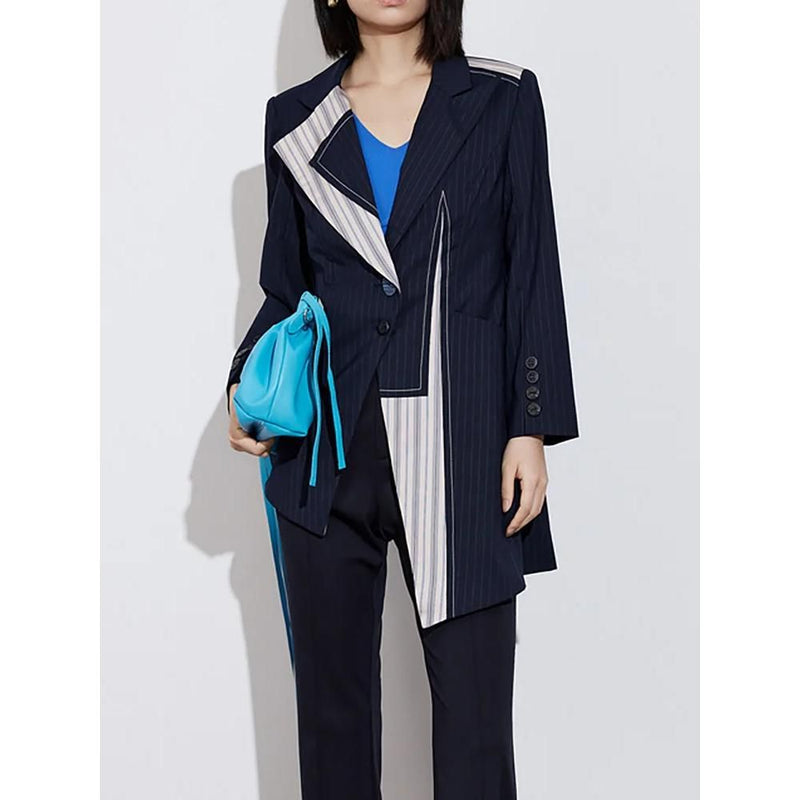 Striped asymmetry suit jacket, view 2 - MRSLM