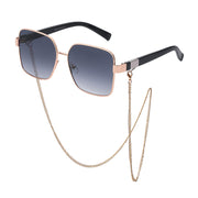 Oversized square sunglasses with chain, view 7 - MRSLM