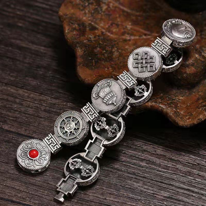 men's vintage silver bracelet, view 4 - MRSLM