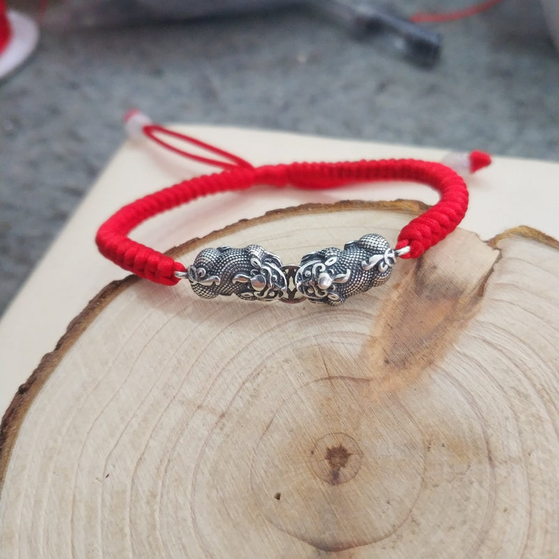 double pixiu red string bracelet, view 5 - MRSLM