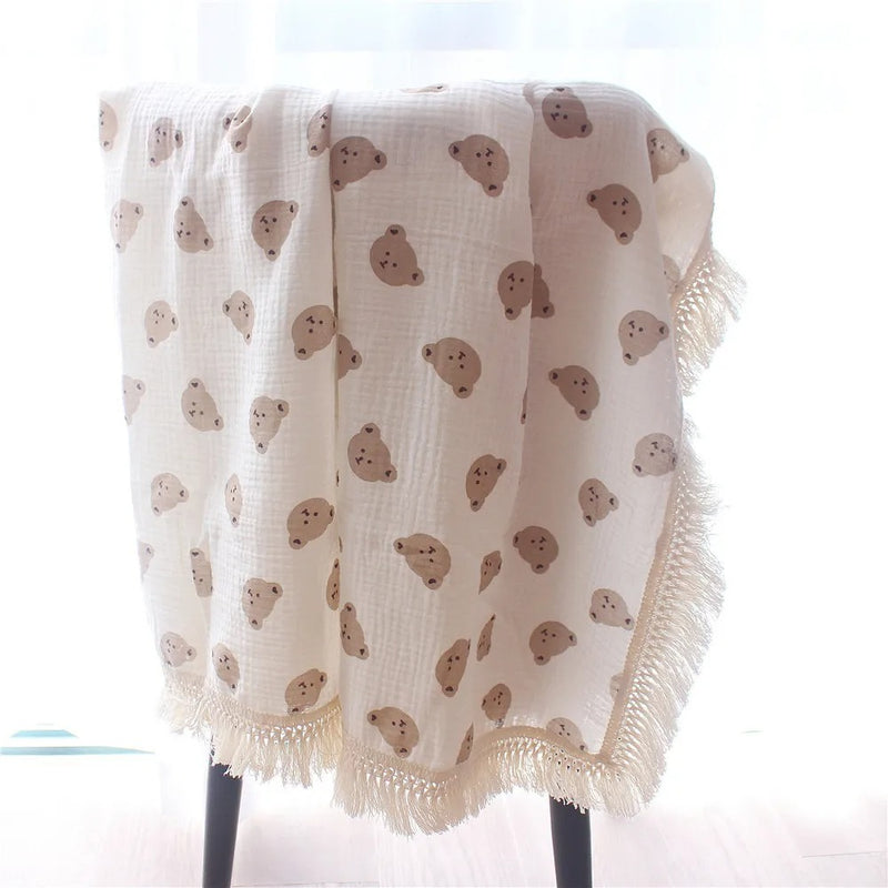 cotton muslin swaddle blanket, view 7 - MRSLM