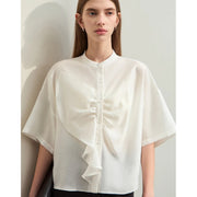 asymmetrical collar blouse, view 4 - MRSLM