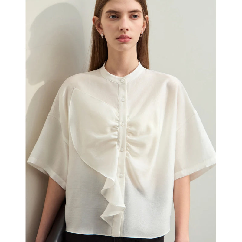 asymmetrical collar blouse, view 4 - MRSLM