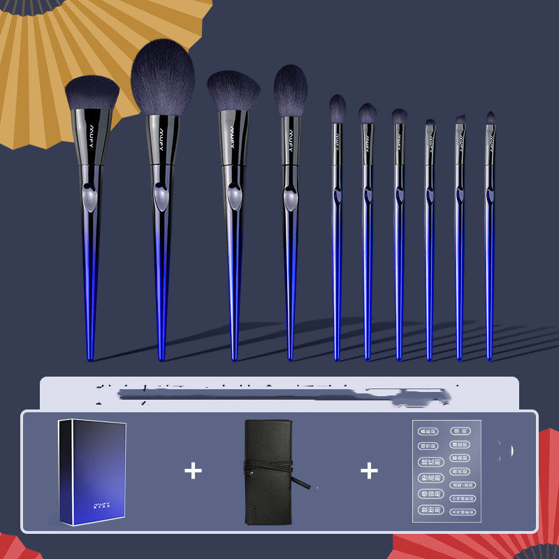 blue 10-piece makeup brush set, view 8 - MRSLM