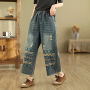 vintage embroidered wide-leg jeans, view 6 - MRSLM