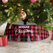 Black red plaid Christmas tree skirt - MRSLM