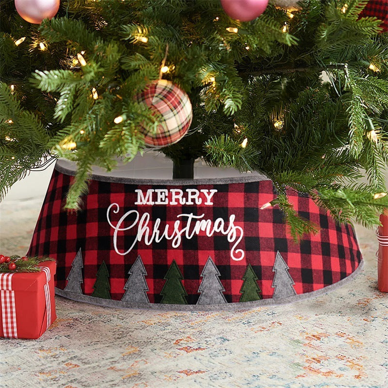 Black red plaid Christmas tree skirt - MRSLM