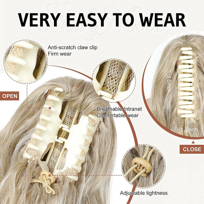 12-inch wavy claw clip ponytail extension, view 9 - MRSLM