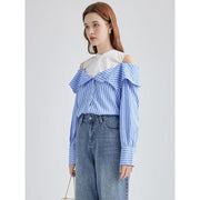 striped off-shoulder blouse, view 4 - MRSLM