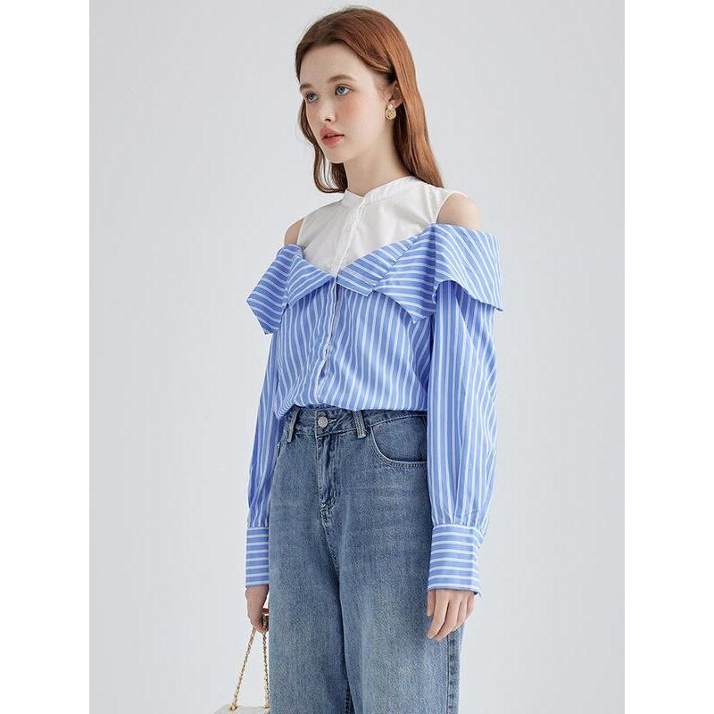striped off-shoulder blouse, view 4 - MRSLM