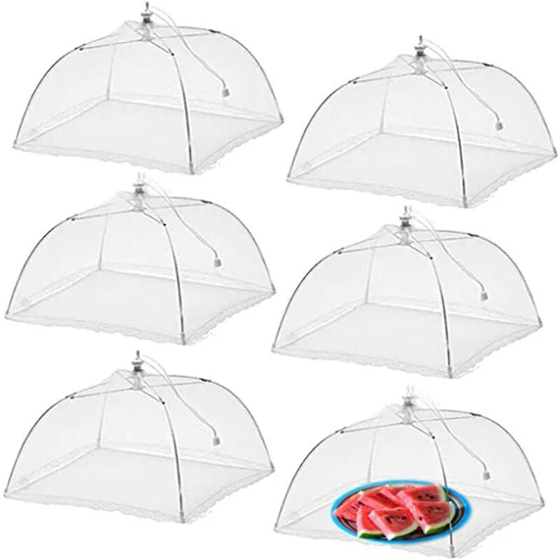 lace trimmed foldable mesh food cover, view 7 - MRSLM