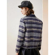 vintage plaid turn-down collar jacket, view 5 - MRSLM