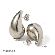 gold plated water drop stud earrings, view 2 - MRSLM