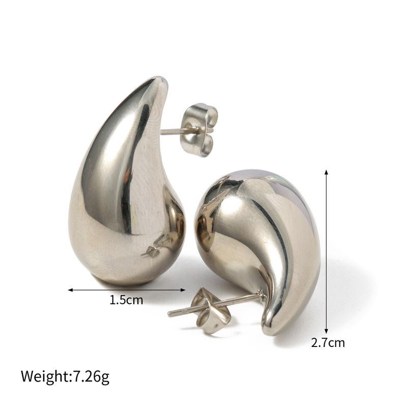 gold plated water drop stud earrings, view 2 - MRSLM