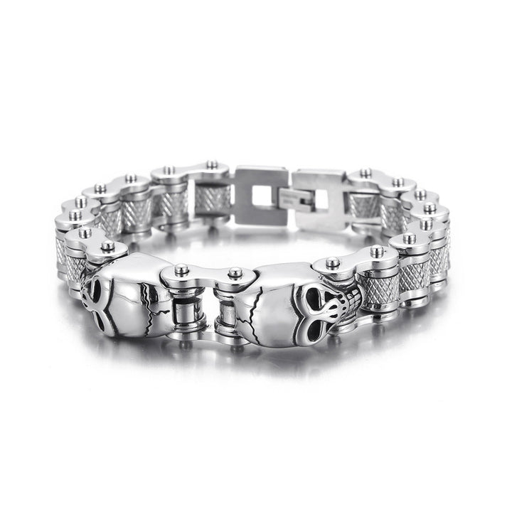 Skull Bike Chain Titanium Steel Men's Bracelet