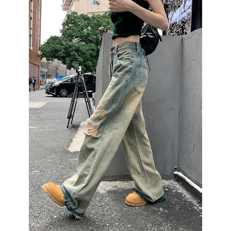 ripped high waist jeans, view 4 - MRSLM