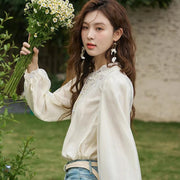 hollow embroidered mesh blouse, view 6 - MRSLM