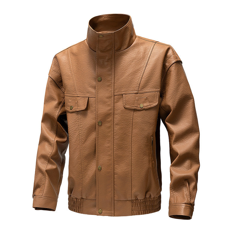 retro PU leather jacket, view 2 - MRSLM