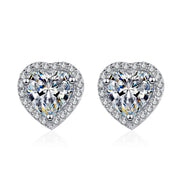 women's moissanite heart silver earrings, view 5 - MRSLM