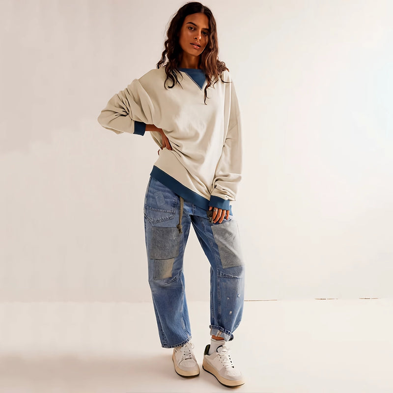 patchwork loose knit pullover, view 11 - MRSLM
