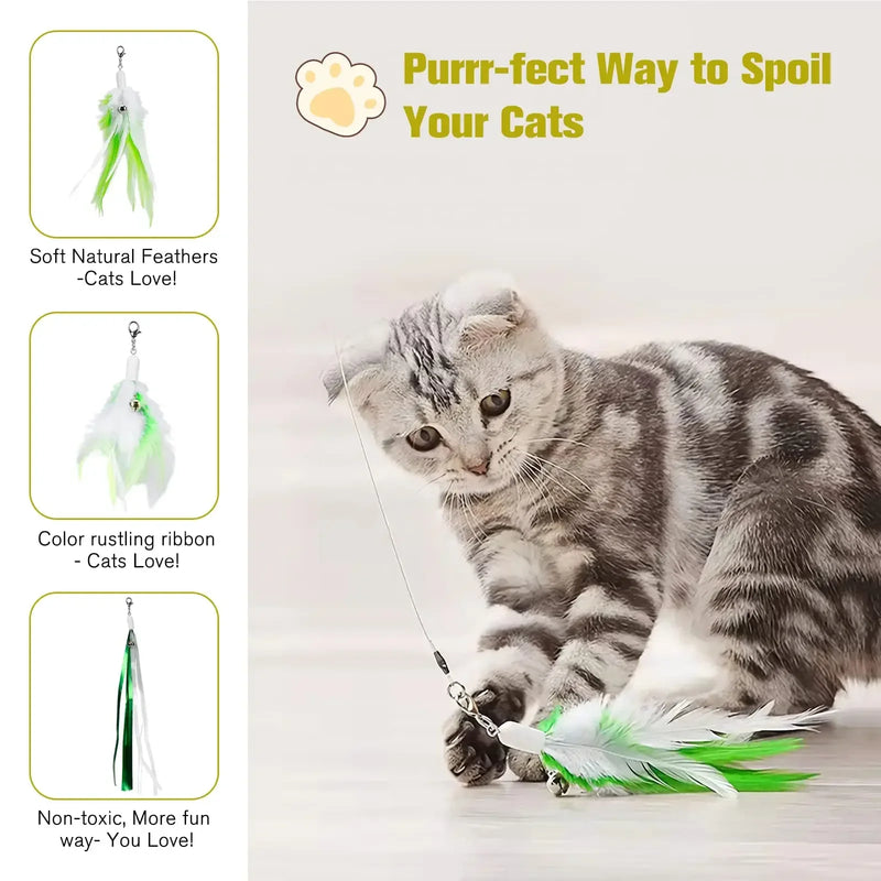 interactive retractable cat toy with laser and feather teaser, view 5 - MRSLM
