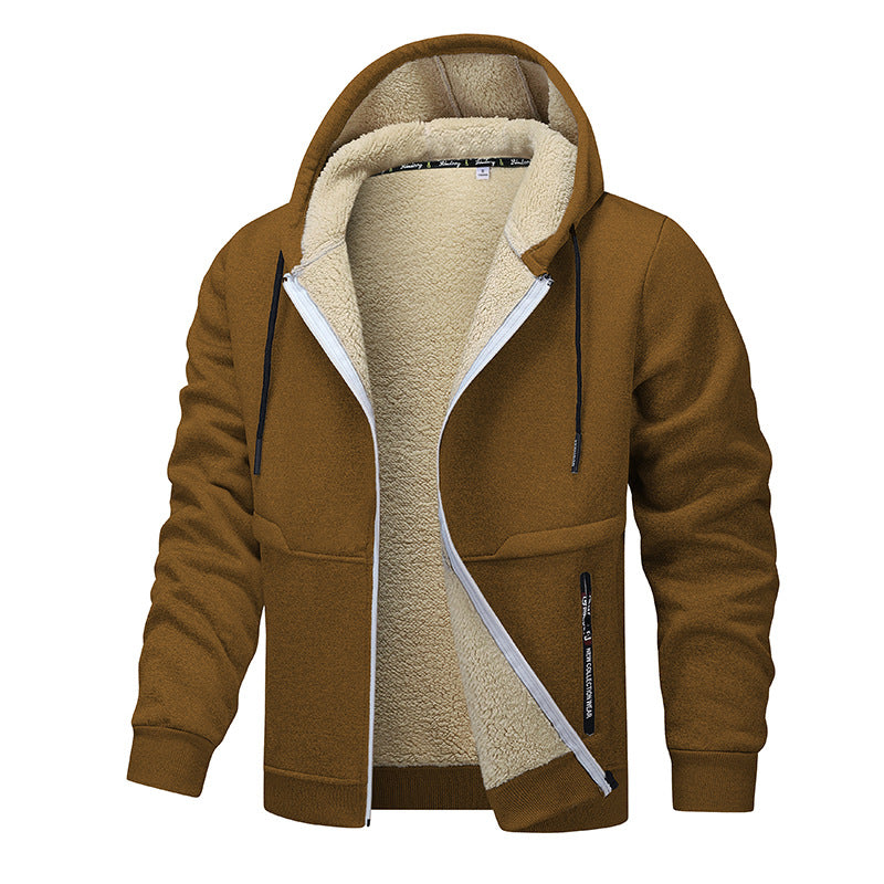 Men's sherpa lined zip-up hoodie jacket, view 2 - MRSLM