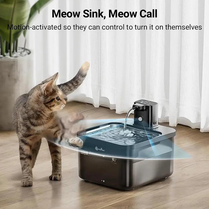 stainless steel automatic cat water fountain, view 3 - MRSLM