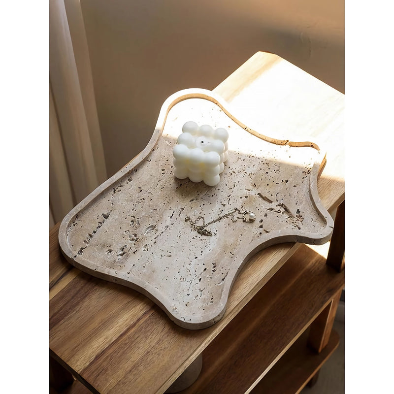 vintage travertine stone tray, view 8 - MRSLM